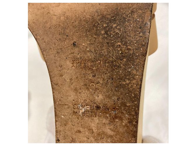 Hermès H-Motiv Keilabsatz-Sandalen aus Holz 36 Beige - Ansicht 8