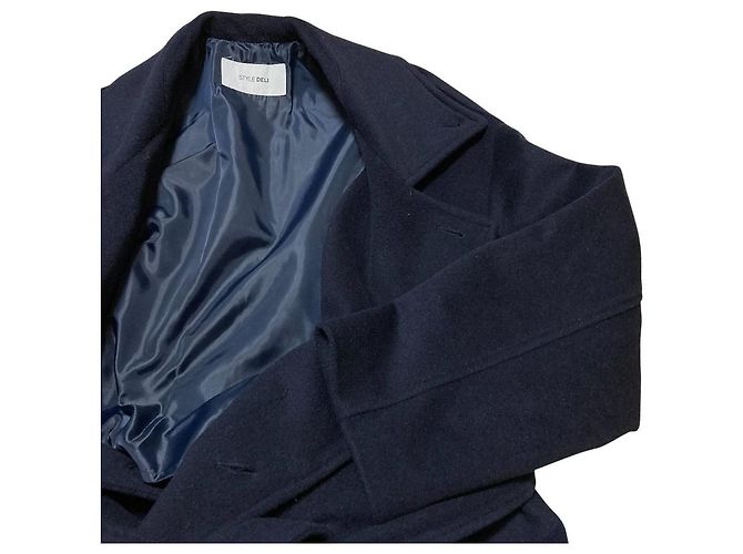 Autre Marque Abrigo largo de lana Style Deli LUXE Azul Azul marino - vista 4