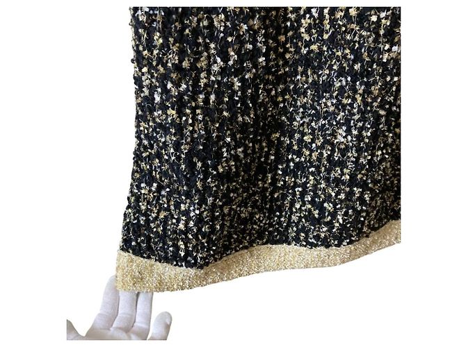 Chanel Icon Button Tweed Strickkleid Schwarz Weiß Beige Golden - Ansicht 5