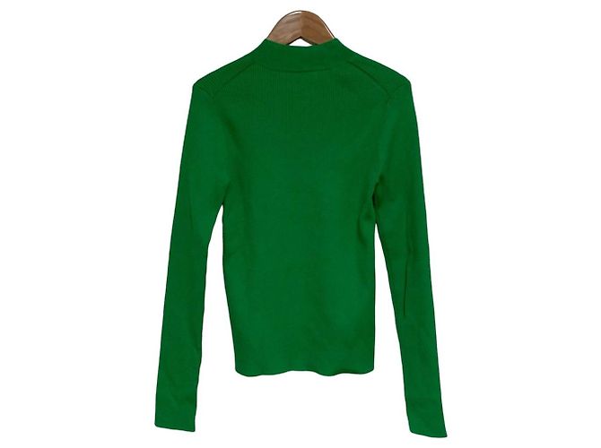 Autre Marque CABaN Rippstrick-Pullover mit Stehkragen aus Baumwolle und Kaschmir Grün - Ansicht 2