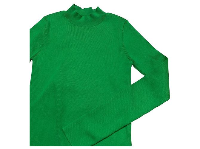 Autre Marque CABaN Rippstrick-Pullover mit Stehkragen aus Baumwolle und Kaschmir Grün - Ansicht 3