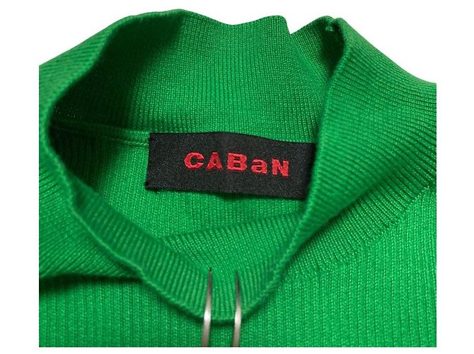 Autre Marque CABaN Rippstrick-Pullover mit Stehkragen aus Baumwolle und Kaschmir Grün - Ansicht 4