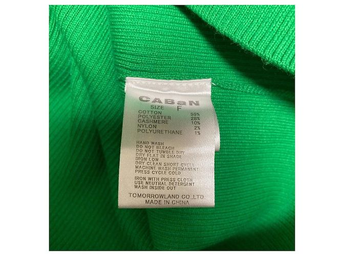 Autre Marque CABaN Rippstrick-Pullover mit Stehkragen aus Baumwolle und Kaschmir Grün - Ansicht 5