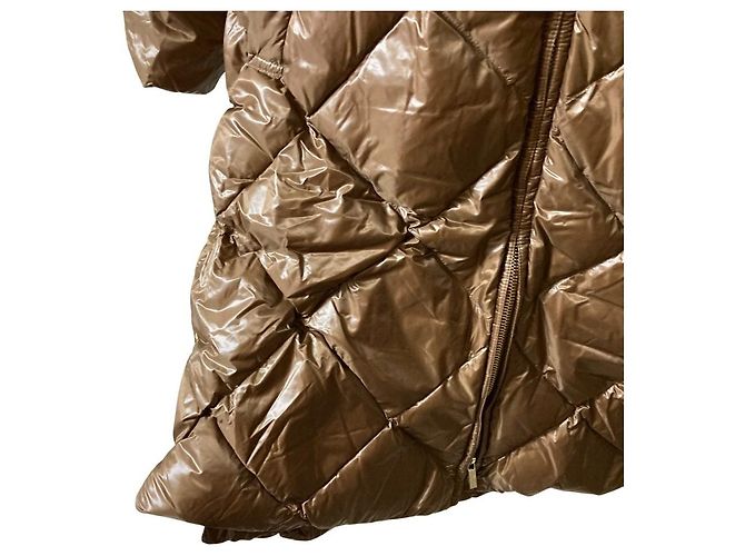 Max Mara THE CUBE Casaco longo de penas com capuz em nylon Marrom - vista 4