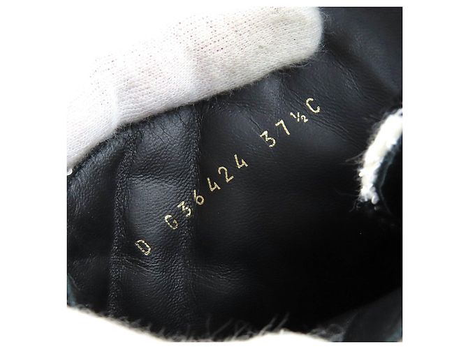Chanel COCO Mark Sequined Plaid Pattern Tweed Ankle Boots Black - view 11