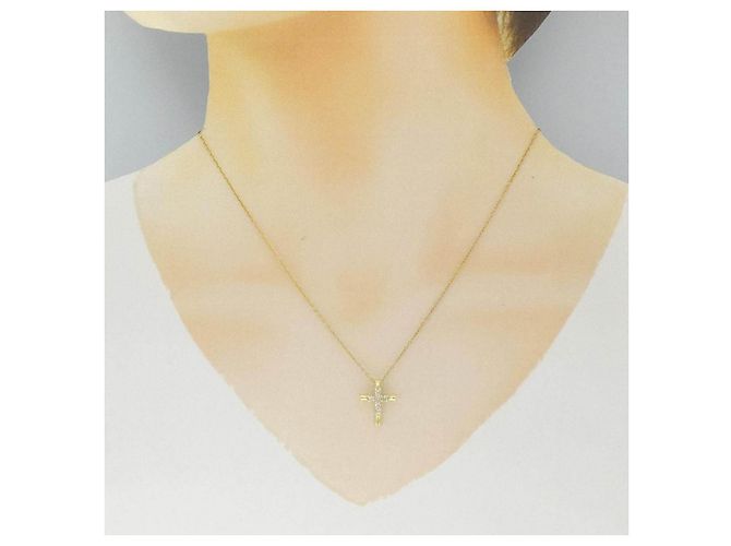 Autre Marque Collana Croce Diamanti Au750 D'oro - vista 6