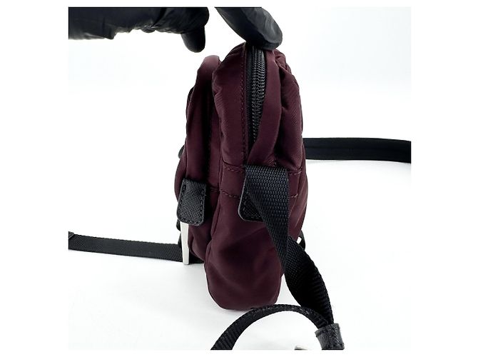 Prada Technical Zip Tessuto Small Bordeaux - Ansicht 3
