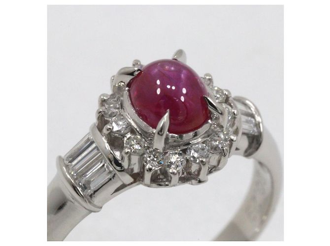 Autre Marque Anello in platino Pt900 con rubino stella e diamante Argento - vista 4