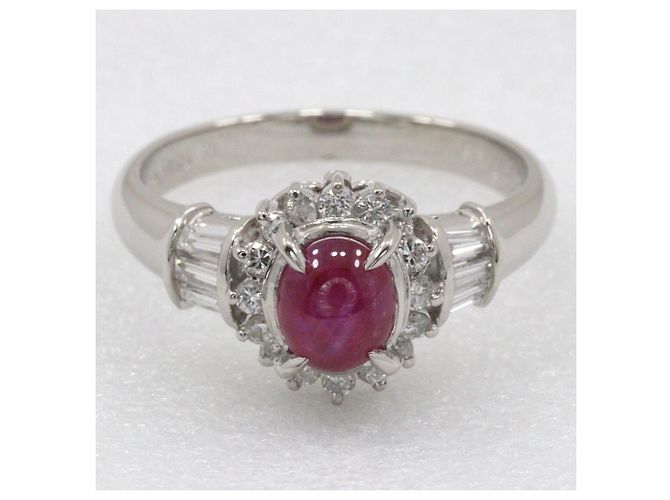 Autre Marque Anello in platino Pt900 con rubino stella e diamante Argento - vista 5