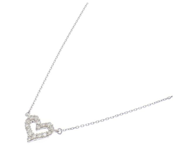 Autre Marque Platin-Diamant-Halskette Silber - Ansicht 2