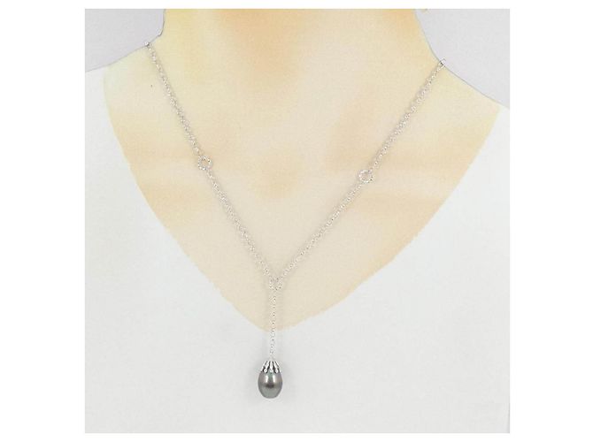 Collana Tasaki Black Pearl Au750 Nero - vista 5