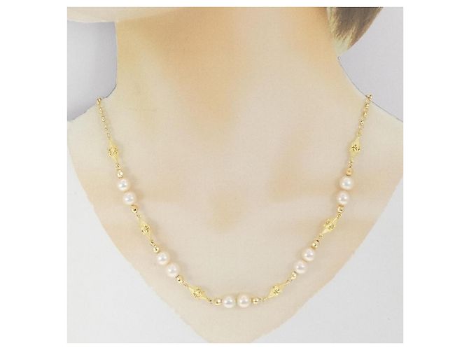Autre Marque Collar de Perlas Akoya Au750 Dorado - vista 5