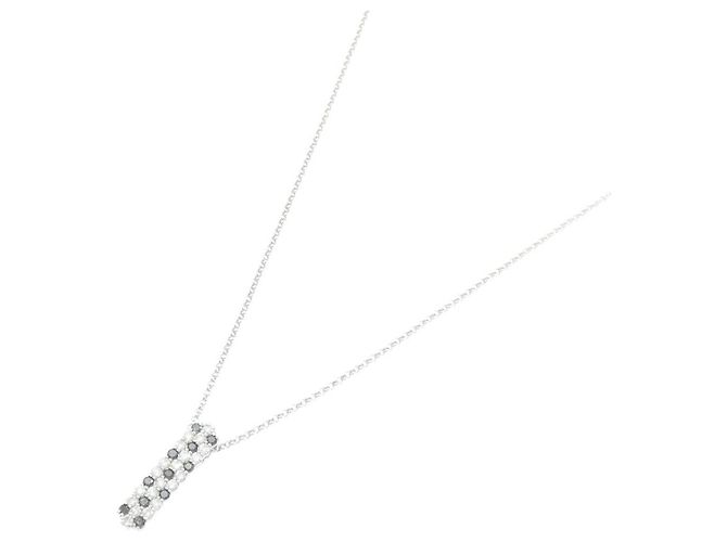 Autre Marque Au750 White Gold Diamond Necklace Silvery - view 2