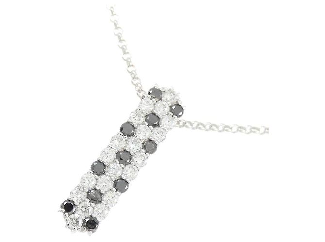 Autre Marque Au750 White Gold Diamond Necklace Silvery - view 3
