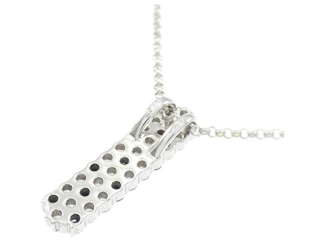 Autre Marque Au750 White Gold Diamond Necklace Silvery - view 4