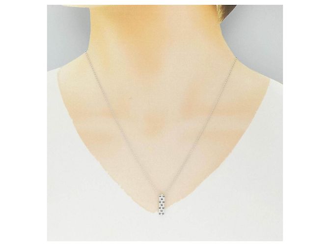 Autre Marque Au750 White Gold Diamond Necklace Silvery - view 6