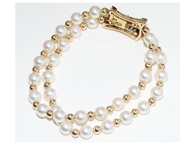 Autre Marque Bracciale in perle Akoya, rubini e diamanti Au750 D'oro - vista 3