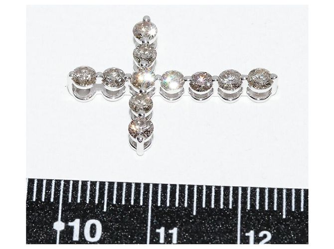 Autre Marque Pendente a Croce in Oro Bianco Au750 Marrone - vista 3