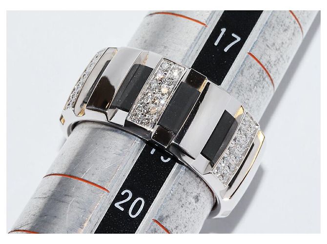 Anello Chaumet Class One in oro bianco Au750, gomma e diamanti, misura 18.5 Argento - vista 2