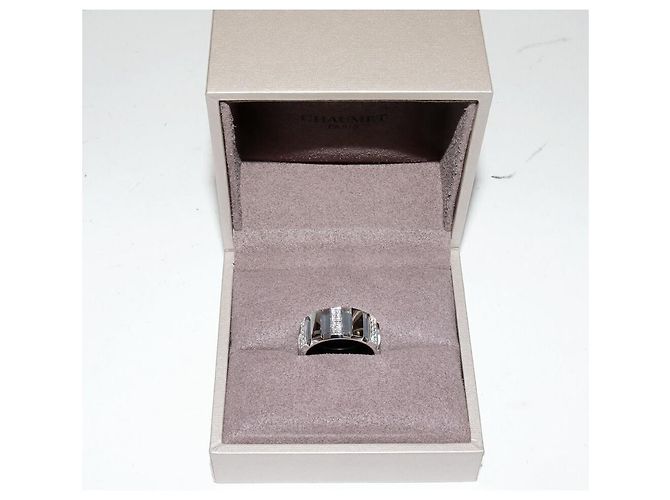 Anello Chaumet Class One in oro bianco Au750, gomma e diamanti, misura 18.5 Argento - vista 3