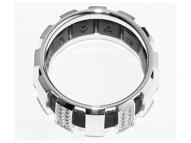 Anello Chaumet Class One in oro bianco Au750, gomma e diamanti, misura 18.5 Argento - vista 4