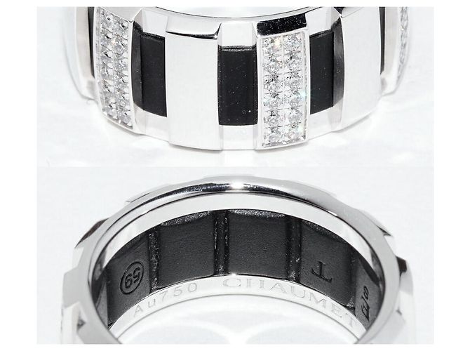 Anello Chaumet Class One in oro bianco Au750, gomma e diamanti, misura 18.5 Argento - vista 5