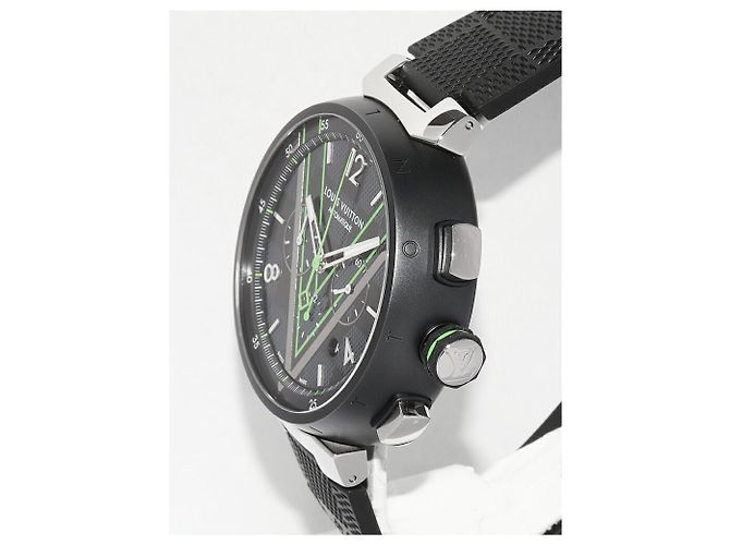Louis Vuitton Tambour Damier Graphite Stainless Steel Chronograph Schwarz - Ansicht 4