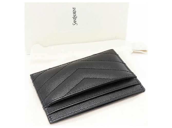 Yves Saint Laurent Saint Laurent Paris Monogram Embossed Calf Leather Card Case Black - view 2