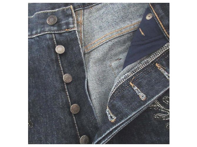 Pantalones de denim Gucci con bordados florales Azul - vista 5