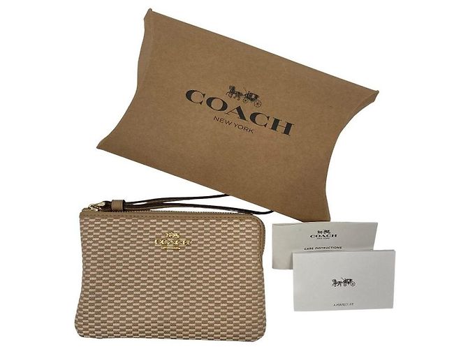 Pochette poignet Coach Corner Zip Beige - vue 9