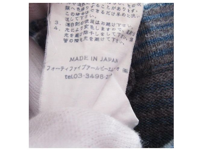 Autre Marque Jersey de punto de cuello alto 45R Border Azul - vista 10
