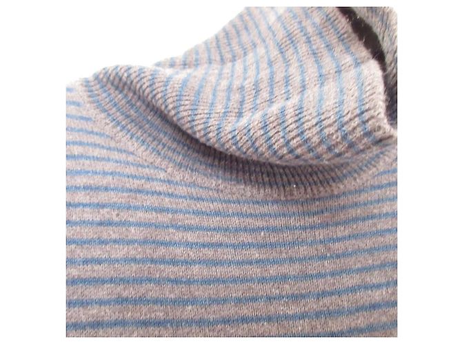Autre Marque Jersey de punto de cuello alto 45R Border Azul - vista 3