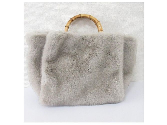 Autre Marque green label relaxing Bolso Tote de Pelo Sintético con Asas de Bambú 2way Castaño - vista 2