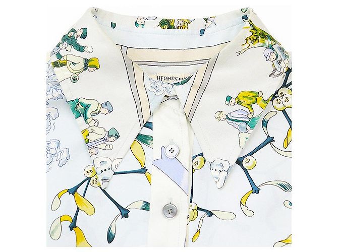 Hermès Pullover in seta e lana Hermes NEIGE D'ANTAN Blu - vista 11