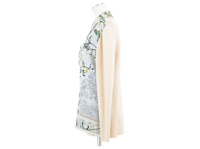 Hermès Pullover in seta e lana Hermes NEIGE D'ANTAN Blu - vista 5