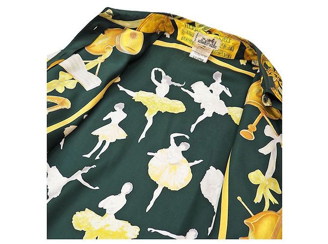 Hermès Hermes La Danse Ballerina Silk Shirt38 Green Yellow - view 13