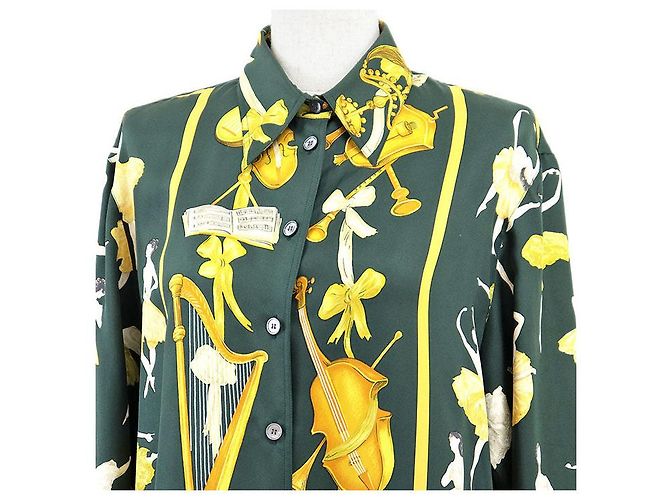 Hermès Hermes La Danse Ballerina Silk Shirt38 Green Yellow - view 2