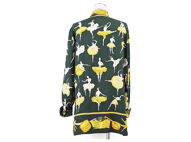 Hermès Hermes La Danse Ballerina Silk Shirt38 Green Yellow - view 7