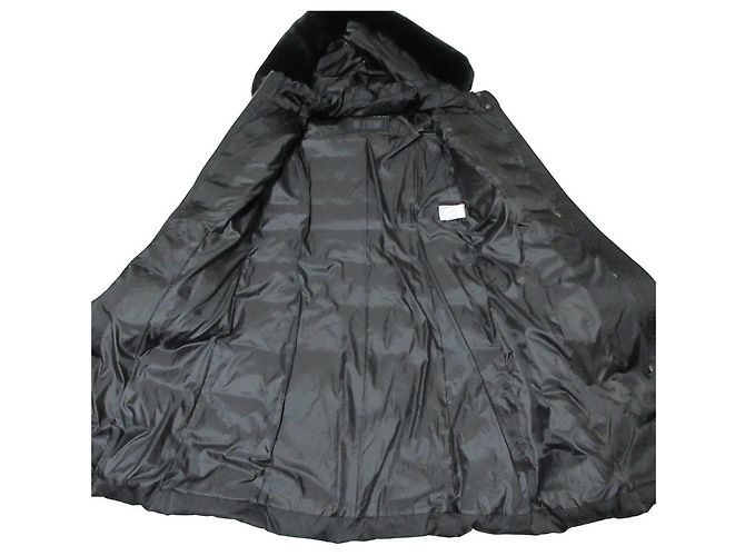 Autre Marque Abrigo largo de plumón y tafetán con piel TO BE CHIC Negro - vista 7