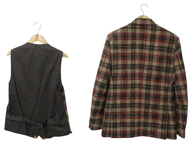 Autre Marque Casaco ajustado 2way Lardini em lã e mohair com padrão xadrez Marrom Bege Bordeaux - vista 2