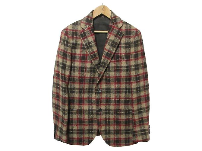 Autre Marque Casaco ajustado 2way Lardini em lã e mohair com padrão xadrez Marrom Bege Bordeaux - vista 4
