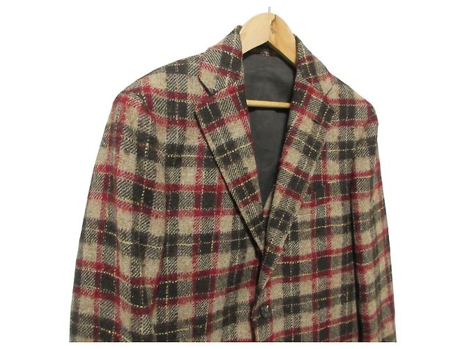 Autre Marque Casaco ajustado 2way Lardini em lã e mohair com padrão xadrez Marrom Bege Bordeaux - vista 6