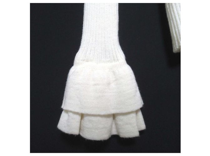 Autre Marque cygne Strickpullover mit Stehkragen und Rüschen Weiß Aus weiß - Ansicht 4