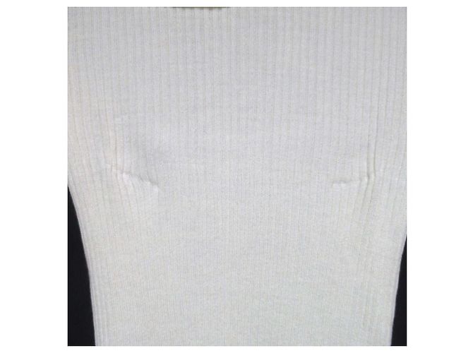 Autre Marque cygne Strickpullover mit Stehkragen und Rüschen Weiß Aus weiß - Ansicht 5