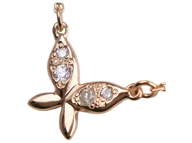 Autre Marque Collana agete Butterfly K10 Yellow Gold Diamond D'oro - vista 4