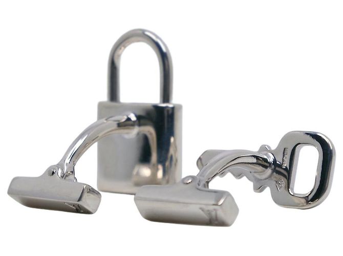 Louis Vuitton Boutons de Manchette Cadenas et Clé Silver 925 Cufflinks Argento - vista 3
