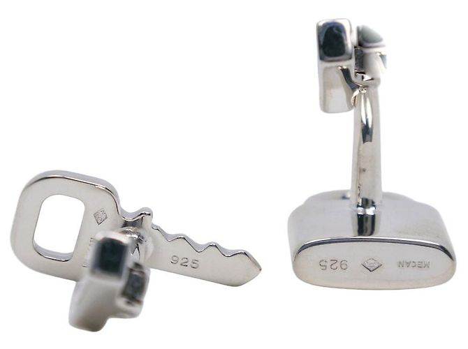 Louis Vuitton Boutons de Manchette Cadenas et Clé Silver 925 Cufflinks Argento - vista 5