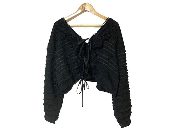 Autre Marque Giacca in maglia con volant MADE BY DINT Nero - vista 2