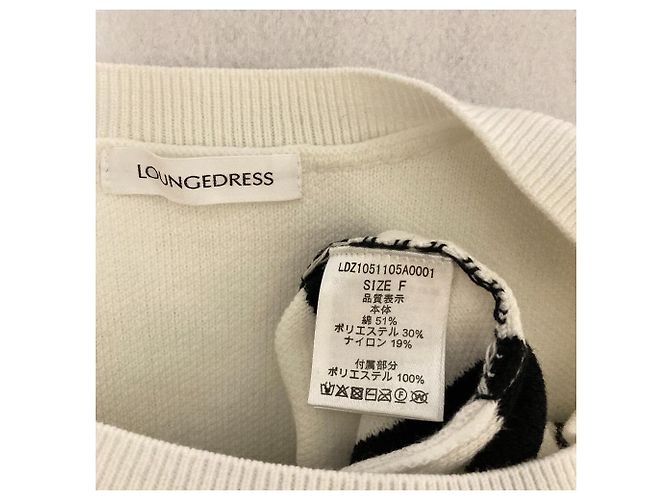 Autre Marque Loungedress Strick-Pullover mit Logo-Rand Schwarz Weiß - Ansicht 3
