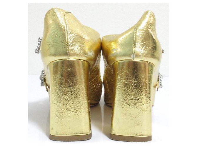 Décolleté Roger Vivier Trevivier con cristalli e tacco largo D'oro - vista 15
